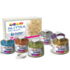 SET 6 BARATTOLI GLITTER GRANA FINE ML150 colori assortiti ART 05404 DECO