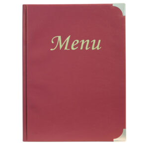 PORTA MENU' A4-31,5x24cm BORDEAUX in PVC BASIC con 4+2 BUSTE FISSE