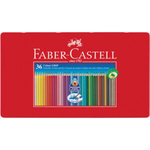 ASTUCCIO metallo 36 PASTELLI COLORATI ACQUERELLABILI Color Grip FABER CASTELL