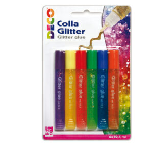 Blister colla glitter 6 penne 10,5ml colori pastello assortiti DECO