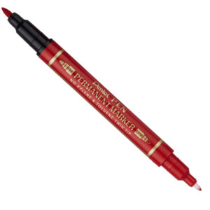 Marcatore permanente Twin Tip doppia punta F/EF rosso Pentel