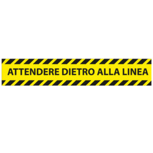 Conf. 5 adesivi da terra L45xH8cm "ATTENDERE DIETRO LA LINEA"