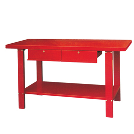 Tavolo da lavoro in metallo con 2 cassetti rosso 1500x640xh865mm