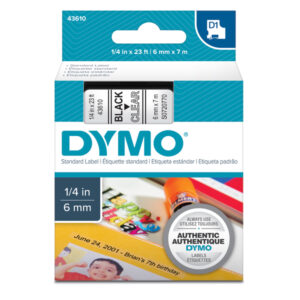 NASTRO DYMO TIPO D1 (6MMX7MT) NERO/TRASPARENTE 436100