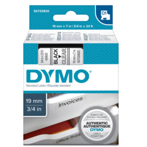 NASTRO DYMO TIPO D1 (19MMX7MT) NERO/TRASPARENTE 458000