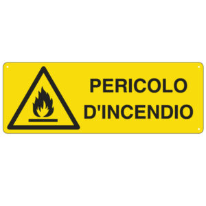 CARTELLO ALLUMINIO 35x12,5cm 'PERICOLO DI INCENDIO'