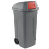 Bidone mobile Cento Push 100Lt grigio c/coperchio rosso per raccolta diff.