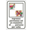 Etichetta per vetrofanie 12x18cm "INGRESSO PERMESSO AD UN MAX. DI N. PERSONE"