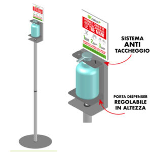 Piantana da terra con supporto per dispenser regolabile