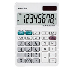 Calcolatrice da tavolo EL 310W, 8 cifre, doppia alimentazione, bianca