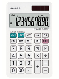 Calcolatrice da tavolo EL 377W , 10 cifre, doppia alimentazione, bianca