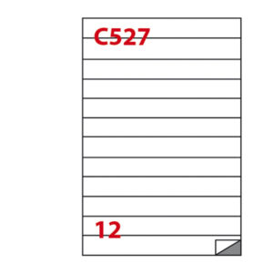 etichetta adesiva c/527 bianca 100fg a4 210x24,75mm (12et/fg) markin