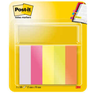 segnapagina post-it 670-5 (500fg) 5colori index 15x50mm in carta