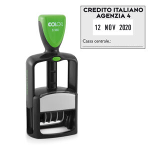 timbro office s360 datario personalizzabile autoinchiostrante 30x45mm colop