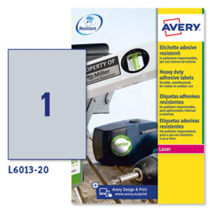 poliestere adesivo l6013 argento 20fg a4 210x297mm (1et/fg) laser aver