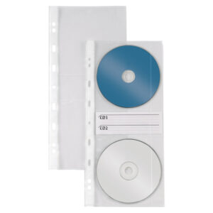 10 buste forate atla cd2 12,5x30cm per 2cd/dvd