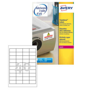 poliestere adesivo extra l6140 bianco 20fg 45,7x25,4mm (40et/fg) laser