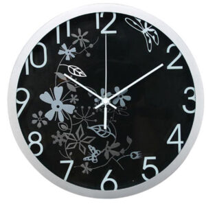 orologio da parete d 30,5cm flowers nero methodo