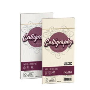 25 buste calligraphy millerighe 110x220mm 100gr 01 bianco