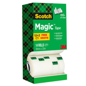 multi-pack 12+2 rotoli sfusi di nastro scotch magic 810 perm. 19mmx33mt