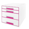 cassettiera 4 cassetti bianco/fuxia leitz cube