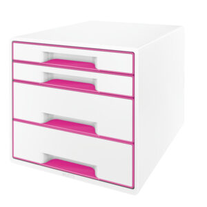 cassettiera 4 cassetti bianco/fuxia leitz cube