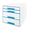 cassettiera 4 cassetti bianco/blu leitz cube