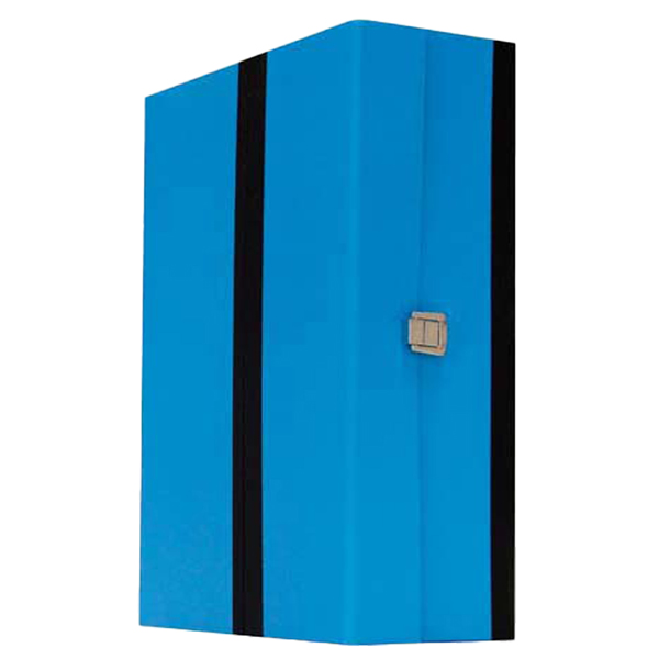 scatola legno con chiusura metallo nero colore blu 38x27x12cm brefiocart