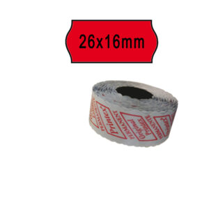 pack 10 rotoli 1000 etich. 26x16mm onda rosso perm. printex