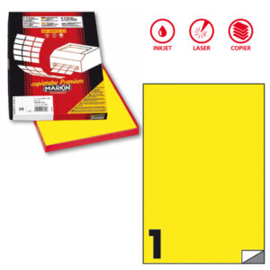 etichetta adesiva c/503 giallo fluo 100fg a4 210x297mm (1et/fg) markin