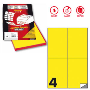 etichetta adesiva c/519 giallo fluo 100fg a4 105x148,5mm (4et/fg) mark