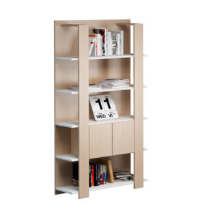 libreria alta a 5 ripiani 100x38,6cm h198cm bianco/rovere - concept