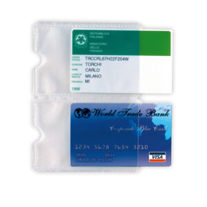 busta porta card 2p trasp. 2 tasche 5,8x8,7cm sei rota