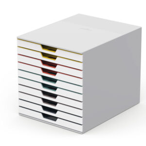 cassettiera 10 cassetti colorati varicolor mix10 bianco ghiaccio durable