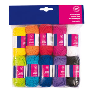 set 10 matasse 100 cotone lung. 30mt colori assortiti cwr