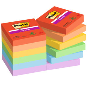 cf. 12pz blocco 90fg. post-it super sticky 47,6x47,6mm 622-12ss-play playful