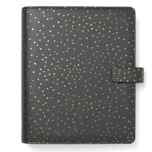 organiser f.to a5 233x217x46mm c/cinturino confetti nero filofax