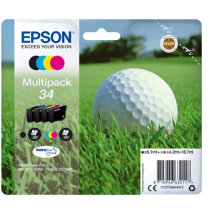 conf. 4 cartucce ink multipack 1 per colore 34 pallina da golf