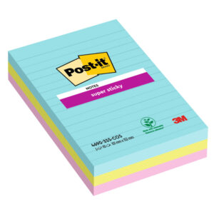 cf. 3pz blocco 90fg. post-it super sticky righe 101x152mm 4690-ss3cos cosmic