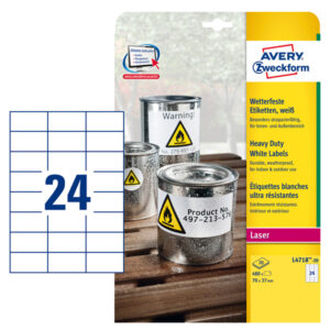 poliestere adesivo l4718 bianco 20fg a4 70x37mm (24et/fg) laser avery