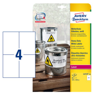 poliestere adesivo l4719 bianco 20fg a4 105x148mm (4et/fg) laser avery