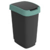 pattumiera 50lt in ppl nero/verde scuro coperchio basculante rotho