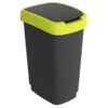 pattumiera 50lt in ppl nero/verde lime coperchio basculante rotho