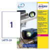 poliestere adesivo l4775 bianco 20fg a4 210x297mm (1et/fg) laser avery