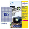 poliestere adesivo l6008 argento 20fg a4 25,4x10mm (189et/fg) laser av