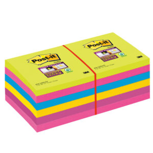 blocco 90foglietti post-it super sticky 76x76mm ultracolor 654-12ssucc