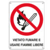 cartello alluminio 16,6x23,3cm 'vietato fumare e usare fiamme libere'