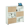 libreria bassa a 3 ripiani ante scorr. 120x35cm h116cm bianco/rovere - tetris