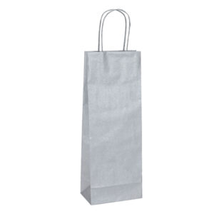 20 shoppers carta biokraft 14x9x38cm portabottiglie argento