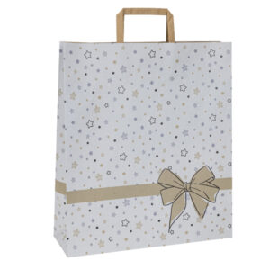 25 shopper natale carta c/maniglie piattina 22x10x29cm stars bianco